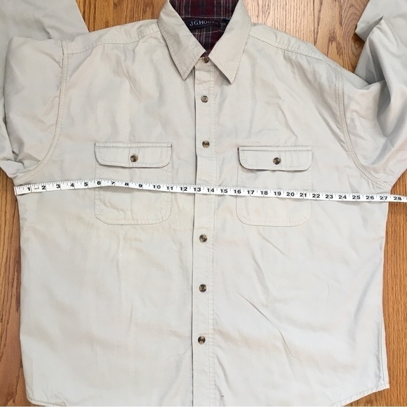 J. G. Hook Men's beige button up long sleeve cotton shirt jacket - Picture 9 of 15